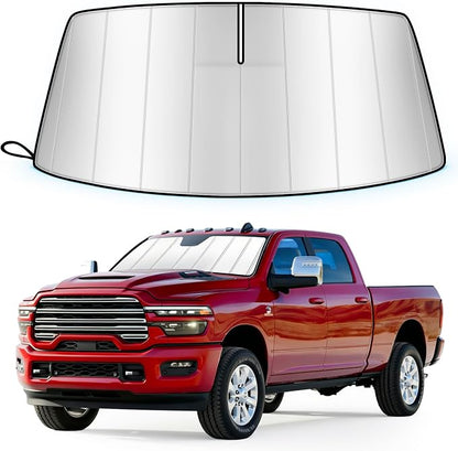 Windshield Sun Shade for Dodge Ram 2500/3500 2019-2026, Custom Fit Folding Design Front Window Sunshade Sun Visor Shield Accessories for Interior Protector, Blocks UV Rays & Heat