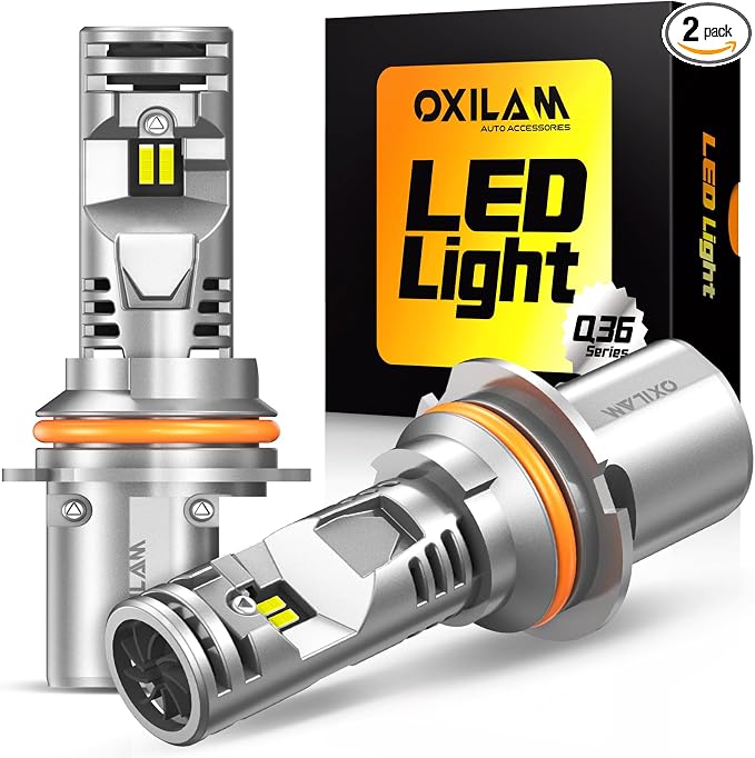 OXILAM 9004/HB1 LED Bulbs, 40,000LM 900% Brighter 6500K Cool White Driving Bulbs, 60,000Hrs Lifespan, IP68, 1:1 Size, Anti-Flicker Fog Light, Plug & Play, Pack of 2
