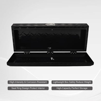 34.5 Inch Aluminum Truck Bed Tool Box Truck Car Outdoor Trailer Pickup Underbody Toolbox,RV Storage OrganizerTrailer Storage W/Lock&Keys,5 Bar Tread,Black(34.5"X13"X6.5")