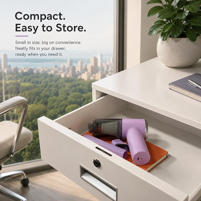 catsMeow Mini Handheld Vacuum Cordless, Lightweight Portable Vacuum Cleaner for Home, Car, Desk, Keyboard, Sofa and Crumbs, USB Rechargeable Small Vacuum with Washable Filter, Stylish Lavender Purple