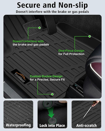 Floor Mats Custom for Toyota RAV4 Hybrid 2026 (Only for Cargo Area with Subwoofer) (Not for Phev) Trunk Mat with Backrest Mat All Weather TPE Full Set Cargo Liners for RAV-4 2026 Accessories, Black