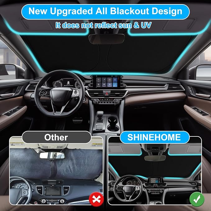 Car Windshield Sun Shade for 2018-2024 2025 2026 Honda Accord Front Window Sun Visor Reflector 210T Blocks UV Rays Foldable Sunshade Car Interior Protection Accessories