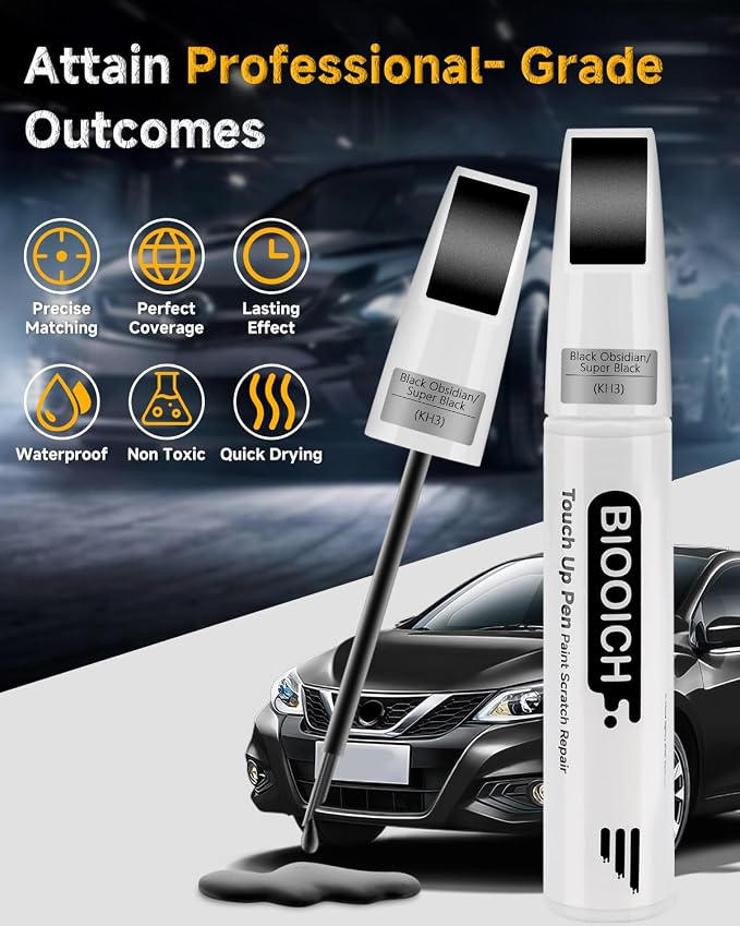 Touch Up Paint Pen Exact Color Match Car Chip and Scratch Repair (for Nissan, Black Obsidian/Super Black(KH3))