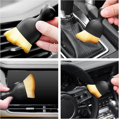 Microfiber Car Detailing Brush – Dual Use for Wet & Dry Cleaning, Soft Bristles Interior Duster for Dashboard, Air Vents, Leather Seats, and Home Use