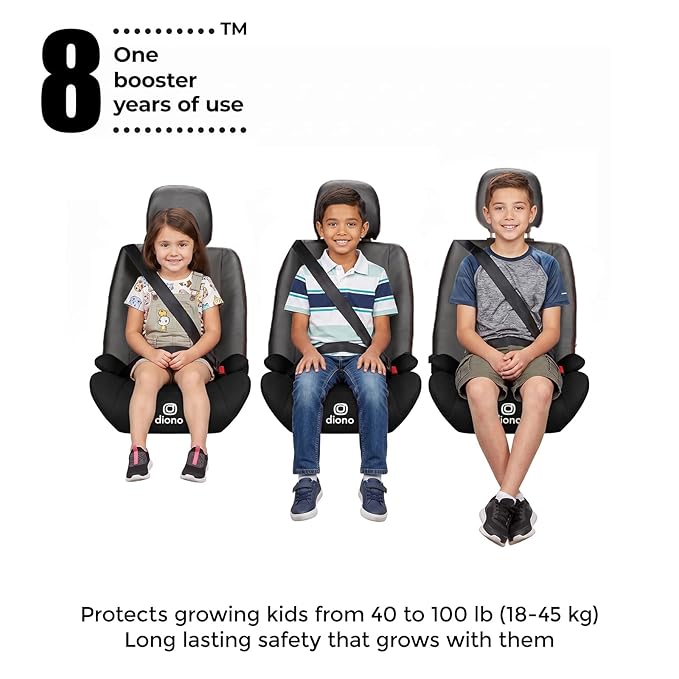 Diono Solana Lite Backless Booster Car Seat Pack of 2, Lightweight & Portable for Travel, Machine Washable Covers, 40-100 lbs, Black Storm