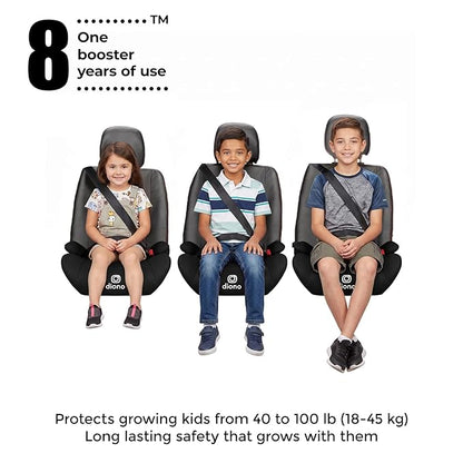Diono Solana Lite Backless Booster Car Seat Pack of 2, Lightweight & Portable for Travel, Machine Washable Covers, 40-100 lbs, Black Storm