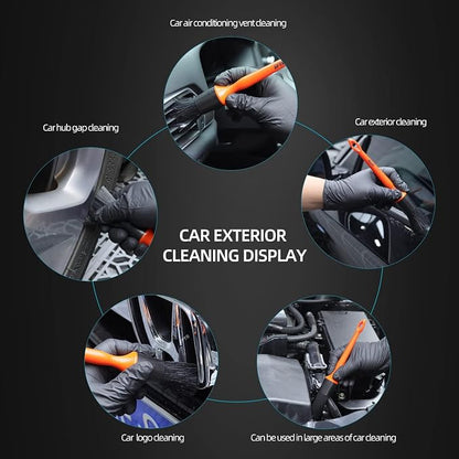 SPTA Car Detailing Brush Kit - 6 Pack, Auto Boar Hair Detail Brush Set Automotive Interior Exterior No Scratch Microfiber Detailing Brushes for Cleaning Air Vents, Engine Bays, Dashboard and Wheels