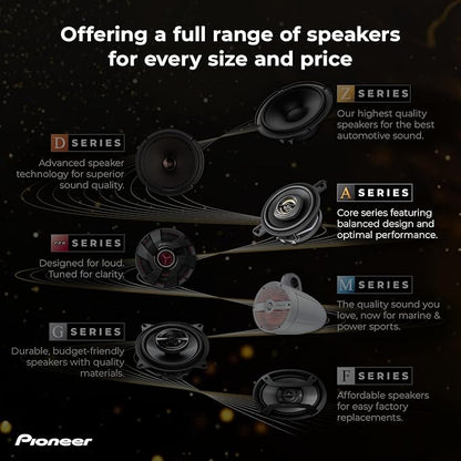 Pioneer A-Series MAX TS-A693CH 6” x 9” 2-Way Speakers (Pair) – 460W Max, Balanced Sound + Smooth Treble, Enhanced Bass, Ideal Factory Upgrade, Installation Adaptors Included