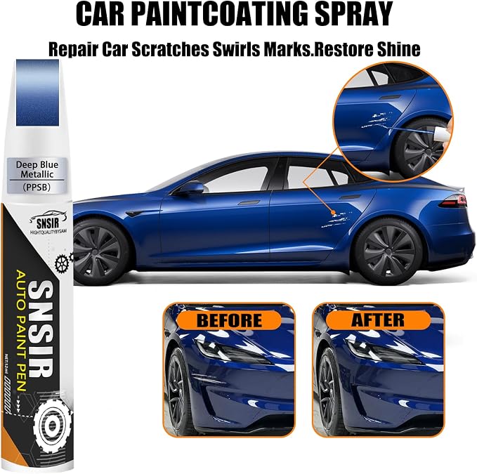 Car Touch up Paint(Deep Blue Metallic(PPSB)) Compatible with Tesla Model Y/3/X/S, Car Paint Pen Scratch Repair Two-In-One Touch Up Paint, Premium Car Scratch Remover for Deep Scratches