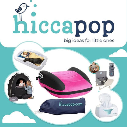 Hiccapop UberBoost Inflatable Booster Car Seat | Blow up Narrow Backless Booster Car Seat for Travel | Portable Booster Seat for Toddlers, Kids, Child | Pink/Black