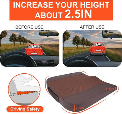 Lofty Aim Car Seat Cushion, Comfort Memory Foam Car Cushions for Driving - Sciatica & Lower Back Pain Relief, Driver Seat Pillow for Auto, Office Chair, Wheelchair - Brown