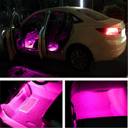 Car LED Strip Light, EJ's SUPER CAR 4pcs 48 LED Car Interior Lights Under Dash Lighting Waterproof Kit,Atmosphere Neon Lights Strip for Car,DC 12V(Pink)