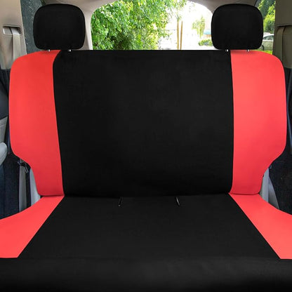 Universal Fit Chevron Flat Cloth Car Seat Covers Full Set - Red