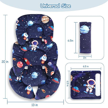 SWESEN Infant Car Seat Insert with 2 Strap Pads, Super Soft Carseat Head and Body Support for Baby Boys and Girls, Reversible Newborn Car Seat Insert Cushion for Strollers, Bouncers, Space