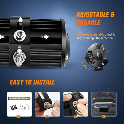 Nilight 20Inch 420W Triple Row Flood Spot Combo 42000LM Bar Driving Boat Led Off Road Lights with Mounting Bracket 16AWG Wiring Harness Kit