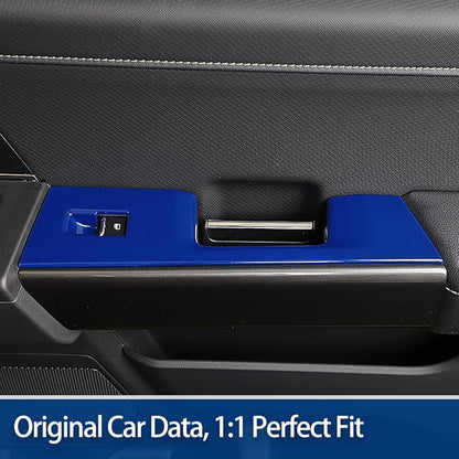 GZXinWei Interior Upgrade Accessories Door Armrest Window Control Switch Panel Trim Cover Sticker for 2021 2022 2023 2024 2025 2026 Ford F150 Blue