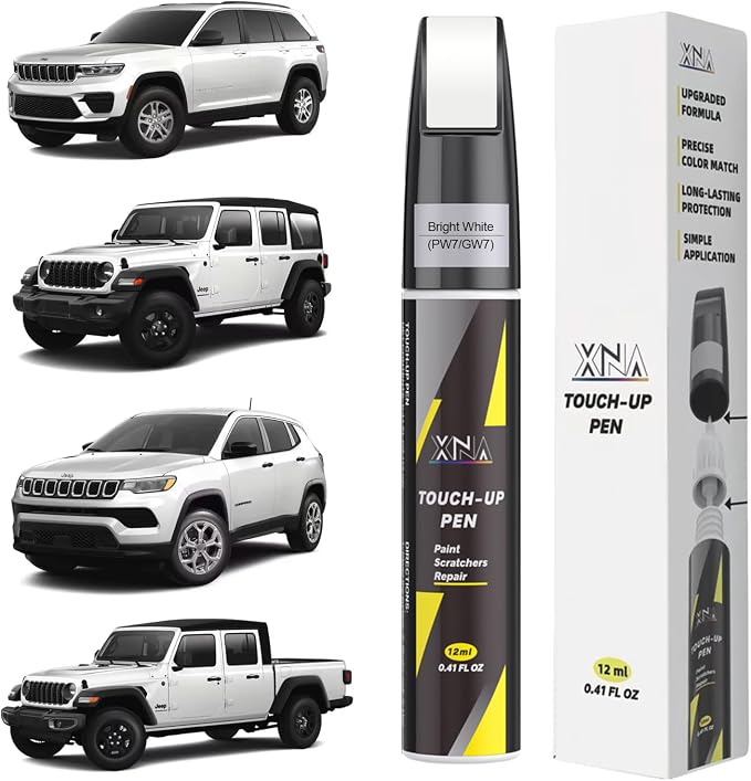 XNA Bright White(PW7/GW7) for Jeep Touch Up Paint, Car Scratch Remover for Nicks and Chips Repair, 2-In-1 Quick & Easy Fix Car Scratch Repair Kit with Exact Color-Matched