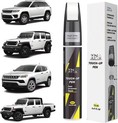 XNA Bright White(PW7/GW7) for Jeep Touch Up Paint, Car Scratch Remover for Nicks and Chips Repair, 2-In-1 Quick & Easy Fix Car Scratch Repair Kit with Exact Color-Matched