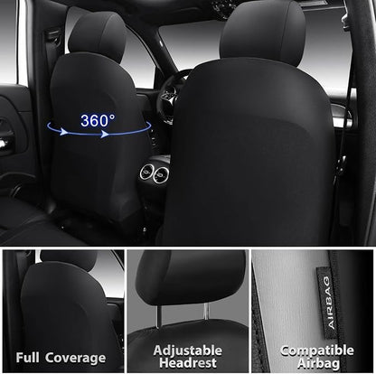 CAR PASS Memory Foam Car Seat Covers,Air Cool Mesh Thick Seat Covers Front Seats,Gray Metal Film Leather Seat Cover for Car,Universal Automotive Comfort for Most Car,Truck,Airbag Compatible,Black/Grey