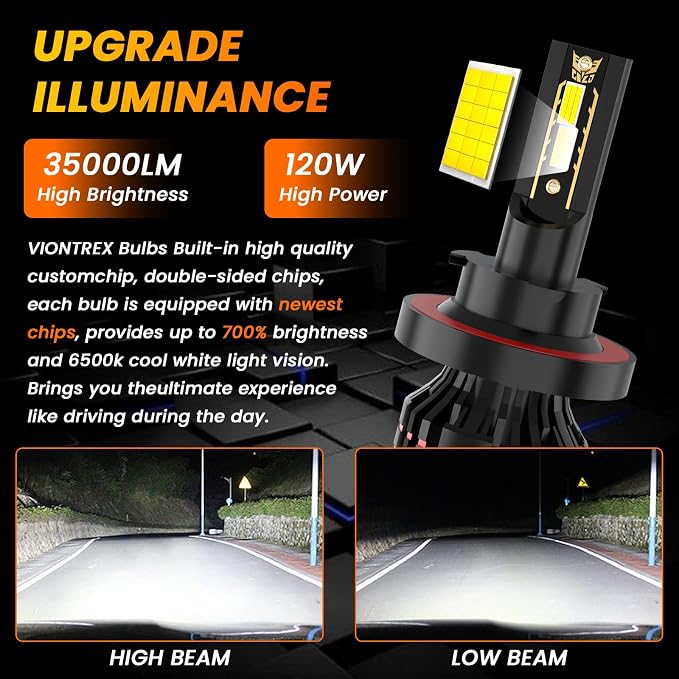 Fit for Ford F150 F350 (2004-2014) / F250 F350 F450 F550 Super Duty (2015-2020) Driving Light Bulbs,Plug and Play 35000LM 700% brightness 6500k High Low Beam Fog Light Bulbs,IP68 4-Pack