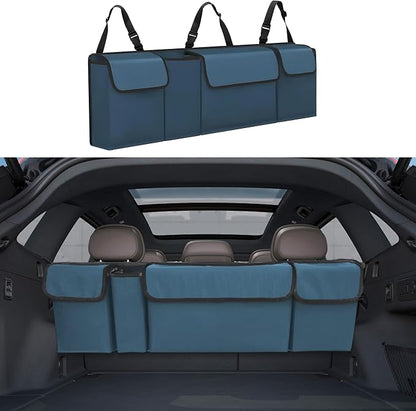 Car Trunk Organizer, Backseat Hanging Large Storage with Adjustable Straps,Waterproof PVC Collapsible Cargo Bag, Car Interior Accessories for Auto SUV MPV (Blue)