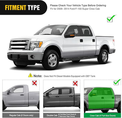 Nilight Running Boards for 2009-2014 Ford F-150 Super Crew Cab 4 Full Size Doors 6 Inch Side Step Nerf Bars Black