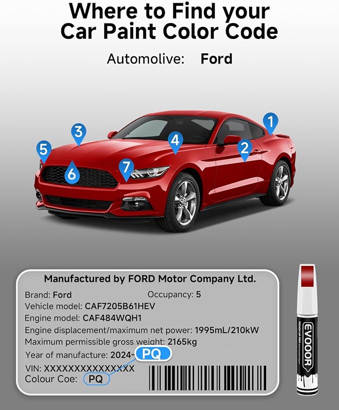 PQ Race Red Touch Up Paint for Ford – Exact Match 2 in 1 Paint Pen for Chips and Nicks Repair