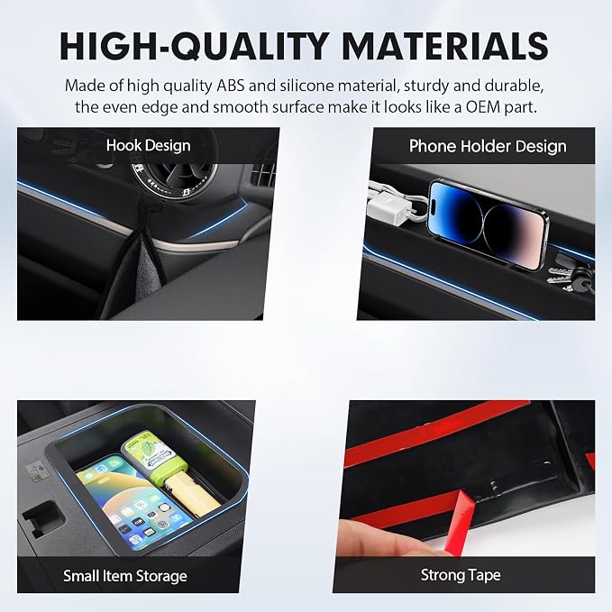 Autorder 2PCS Center Console Organizer for 2024-2026 Toyota Land Cruiser Prado 250 LC250 Accessories Armrest Storage Box Silicone Dash Organizer Center Console Insert Tray with Anti-Slip Mat