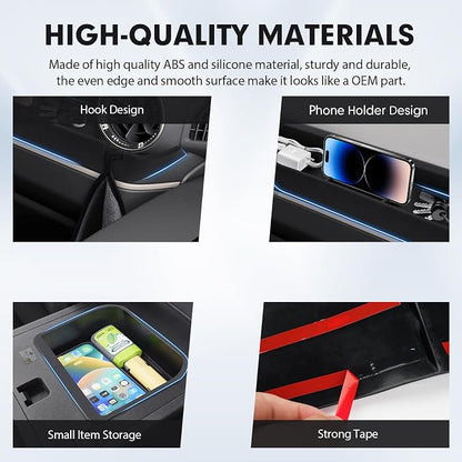 Autorder 2PCS Center Console Organizer for 2024-2026 Toyota Land Cruiser Prado 250 LC250 Accessories Armrest Storage Box Silicone Dash Organizer Center Console Insert Tray with Anti-Slip Mat