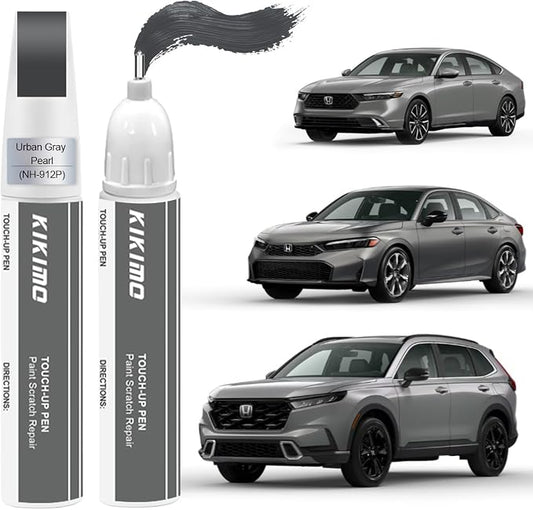 KIKIMO for Honda Touch Up Paint(Urban Gray Pearl(NH-912P)), Car Paint Repair Kit for Honda, 2 In 1 Scratches Repair with Pen Tip and Brush, Color-Matched for Quick & Easy Fix