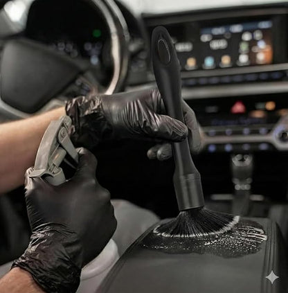 Premium Car Detailing Brush Set - Professional 3 Pack Kit Detail Brushes with Soft Boars Hair Bristles for Auto Interior & Exterior - for Cleaning Leather Seats, Air Vents, Wheels & Emblems