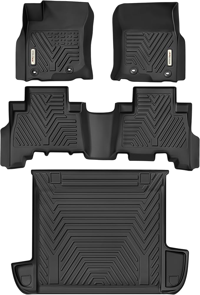 YITAMOTOR Floor Mats & Cargo Liner Set Fit for Toyota 4Runner 2024, Custom Fit TPE All-Weather Floor Liners 2013-2024 Toyota 4Runner 5 Passenger Model w/o Sliding Rear Tray, Black