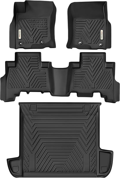 YITAMOTOR Floor Mats & Cargo Liner Set Fit for Toyota 4Runner 2024, Custom Fit TPE All-Weather Floor Liners 2013-2024 Toyota 4Runner 5 Passenger Model w/o Sliding Rear Tray, Black