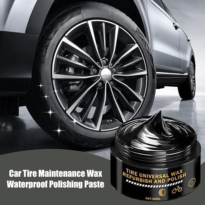 Tire Wax - Wheel Shine Paste, Rim Polishing Cream | Car Detailing Dressing Solution Bike Rubber Restoration Cleaner surfece treatmant Outdoor Gloss Finisher Auto Maintenance Product Use