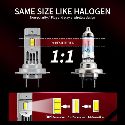 Latest 𝖧𝟩 Bulbs, 90,000LM 6500K White Super Bright, 1:1 Halogen Size, 6500K Cool White, No Adapter Required, Easy Install Non-Polarity Off Road Lights, Pack of 2