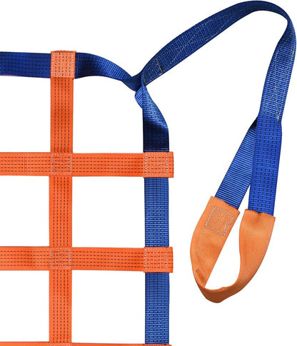 6.56' x 6.56' Polyester Cargo Lifting Net, Flat Sling Hoisting Straps for Loading and Unloading, Heavy Duty Hanging Mesh, 4400 lbs Capacity