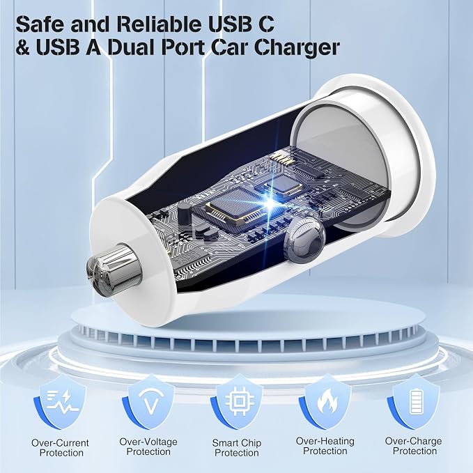 USB C Car Charger for iPhone 17 16 15 Pro Max, 40W Dual Port USB-C & USB-A Car Fast Charging Adapter, 2X6FT C to C Cable & A to C Carplay Cable for iPhone 17 16 15 Series/iPhone Air, iPad, Samsung-Red
