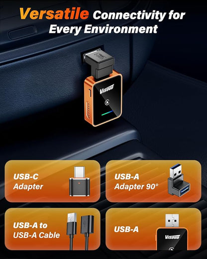 2 in 1 Wireless CarPlay and Android Auto Adapter, One-tap Switch for iPhone & Android, 3s Fast Auto-Connect, Converts Wired to Wireless, Plug & Play for iOS 12+, Cars 2016+