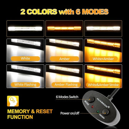 Auxbeam LED Light Bar 22 Inch 120W, 6 Modes Amber White Strobe LED Bar Dual Color Flood Spot Combo Fog Off Road Driving Work Light with 10FT Wiring Harness for Truck Boat Tractor ATV UTV Jeep Pickup