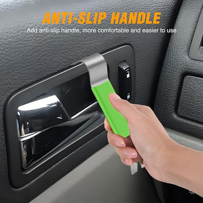GOOACC 11 PCS Trim Removal Tool Kit, Metal Pry Tool Auto Fastener Remover Pry Bar Set Car Door Panel Removal Tool Dashboard Repair Kit Green