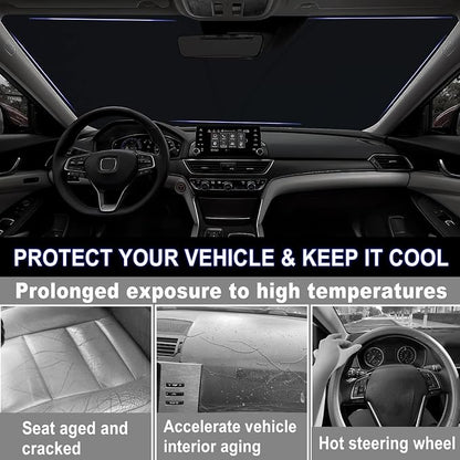 Windshield Sun Shade for 2018-2022 Honda Accord, 310T Thick Polyester Full Coverage Sun Visor, Foldable Heat Block UV Protection