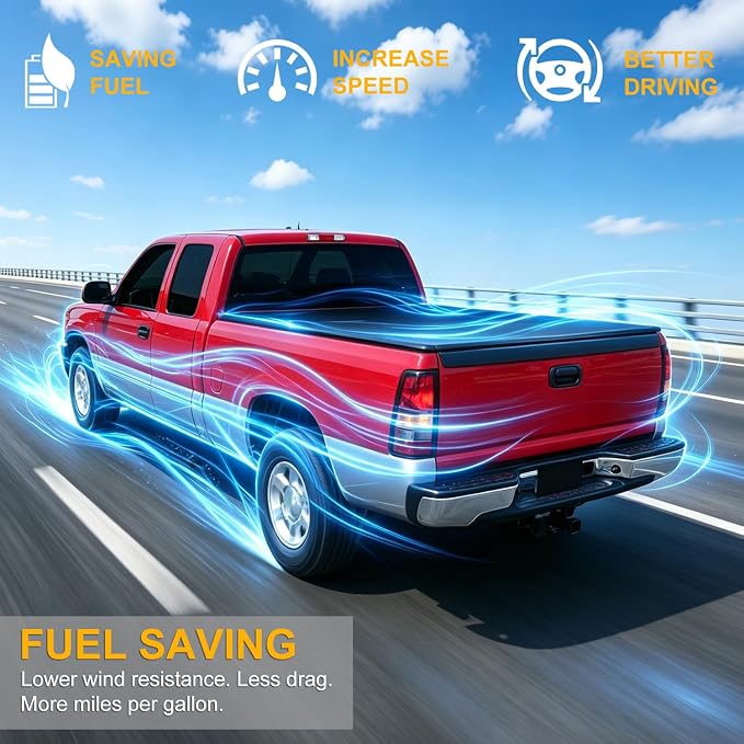 Vinyl Soft Roll Up Truck Bed Tonneau Cover Compatible with 99-07 Chevy Silverado/GMC Sierra 6.5Ft Fleetside Bed