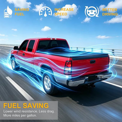 Vinyl Soft Roll Up Truck Bed Tonneau Cover Compatible with 99-07 Chevy Silverado/GMC Sierra 6.5Ft Fleetside Bed