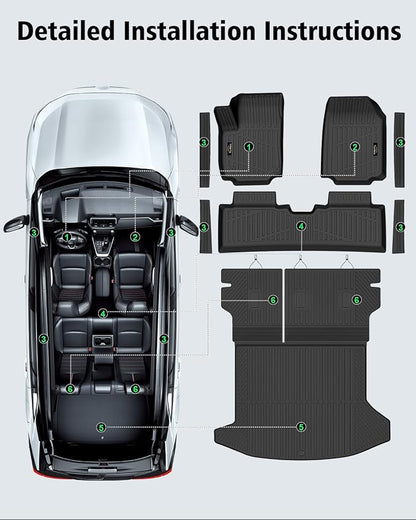 Floor Mats & Cargo Mat with Backrest Mat Custom for Chevy Equinox 2025 2026 (Only Gas) /GMC Terrain, Door Sill Guards, All Weather TPE Full Set Floor Liners Trunk Mat for Chevrolet Equinox Accessories