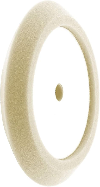 HI-Buff 8" Foam Buffing Pads, Fits 7" Backer, Polishing Pad, Slant Design, Hook & Loop Backing (White Heavy Cut)