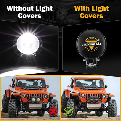 Auxbeam C4 Series 4 Inch Light Covers, 2PCS LED Round Black Plastic Protective Light Covers, Snap-On Design Waterproof and Scratch-Resistant Covers, Pack of 2
