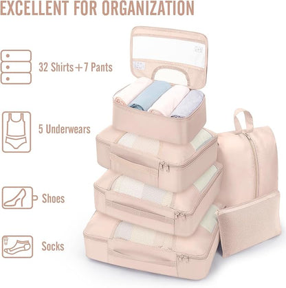 Veken 8 Set Packing Cubes for Cruise Ship Essentials,Beach Vacation Travel Accessories with Hanging Toiletry Bag,Suitcase Organizer for Luggage,Personalized Birthday & Retirement Gifts for Women Mom