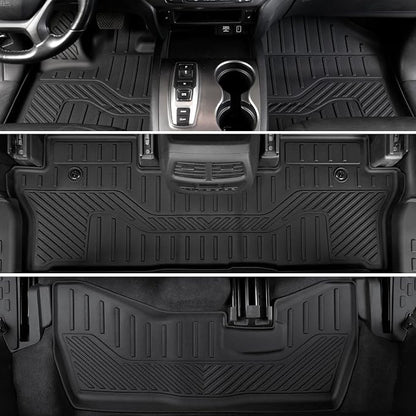 Floor Mats for Honda Pilot 2022-2016, All Weather Floor Mats Trunk Cargo Liner with Backrest Protectors and Door Sill Guards Accessories, Full Coverage Set for 8 Seats (Not Fit Elite Model)