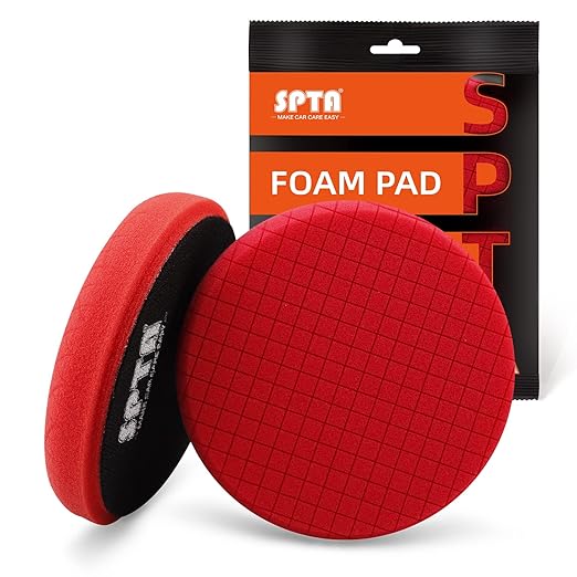 Red T10 Ultra-Fine Finishing Foam Polishing Pads, SPTA 1Pcs 5.5 Inch Face for 5 Inch 125mm Backing Plate Compound Buffing Sponge Pads for Car Buffer Polisher Compounding, Polishing and Waxing-FPTSS5R