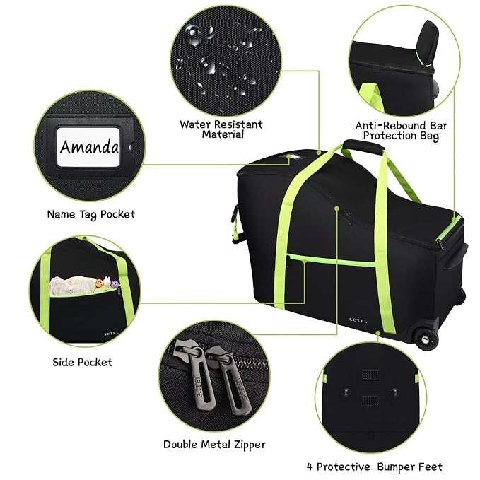 SCTEL Baby Car Seat Travel Bag Fit Chicco Keyfit 35 and Anti-rebound Bar Base, Doona Car Seat Stroller and Base, Nuna Pipa Travel Bag, Infant Car Seat Bags for Air Travel, Doona Travel Bag